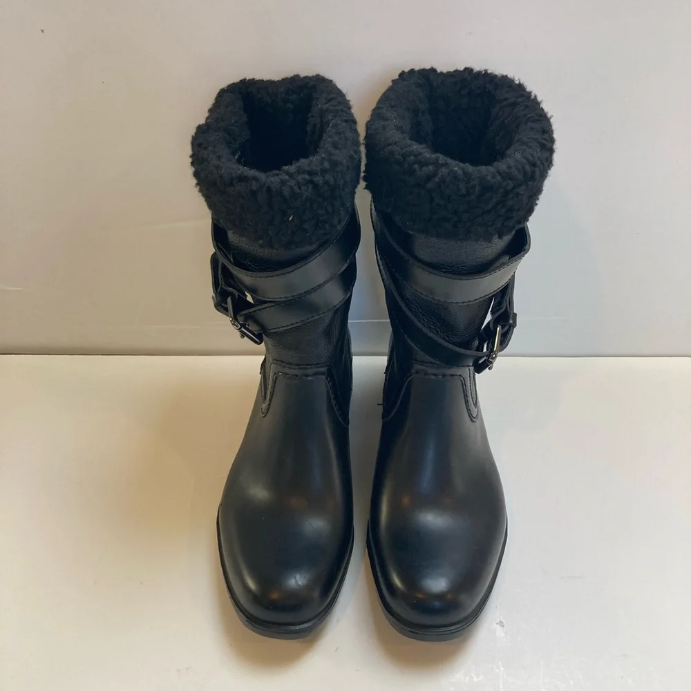Coach “Zena” Shearling Moto Boots Size 7 in Black